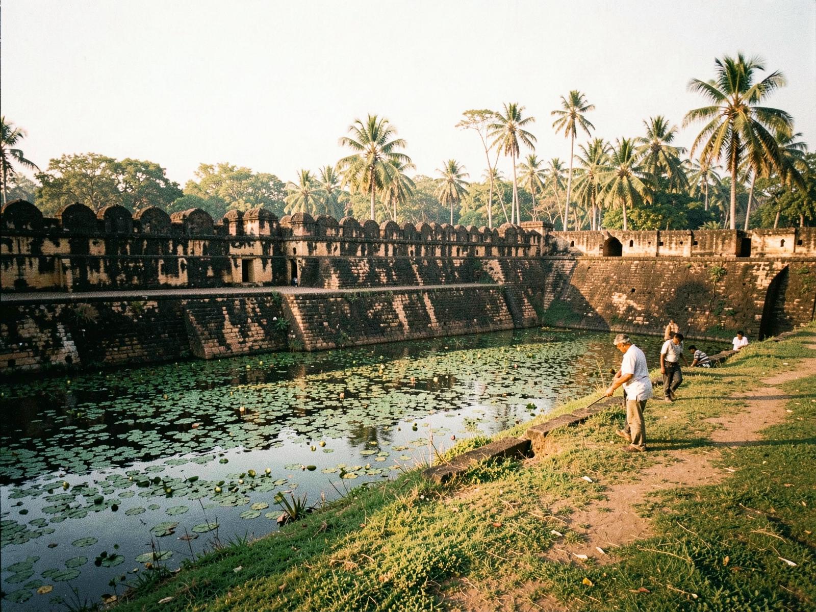 Historic South Indian fort walls and temple architecture